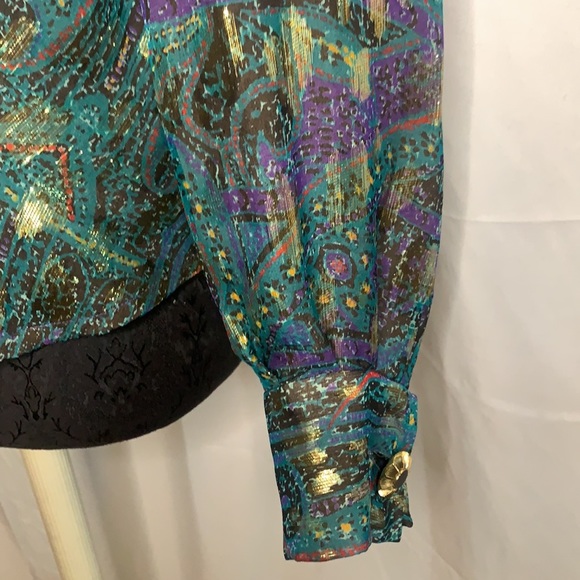 Vintage CARLISLE silk metallic blouse jacket - Picture 3 of 10